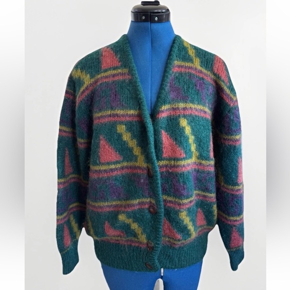 Vintage 80’s Sai Sai Chunky Mohair Cardigan South western Style - Picture 2 of 12